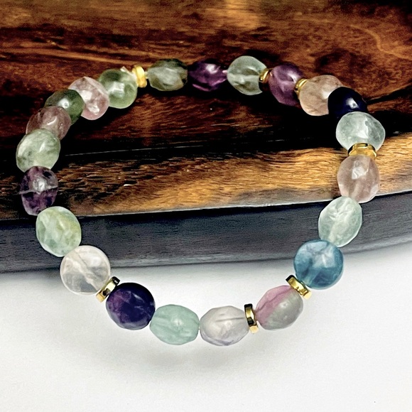 Rainbow Fluorite Natural Bracelet - Picture 1 of 4